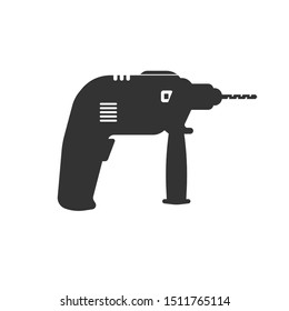 Drill icon black flat style design. Vector graphic illustration. 
on white background