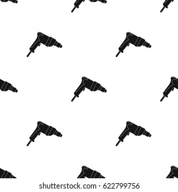 Drill icon in black style isolated on white background. Build and repair pattern stock vector illustration.