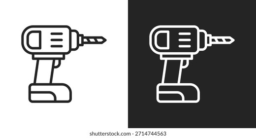 Icono De Taladro En Estilo De Línea En Blanco Y Negro