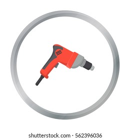 Drill icon in cartoon style isolated on white background. Build and repair symbol stock vector illustration.