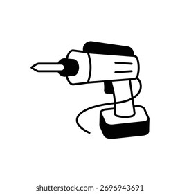 Icono de taladro limpio y Ilustración vectorial moderna