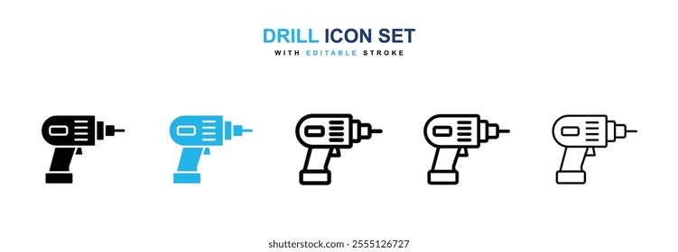 Drill icon collection in black and blue colors