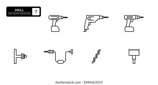 Drill icon collection, vector icon templates editable and resizable