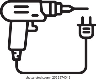 Ícone de drill, ilustração de conceito, símbolo de contorno, sinal de vetor, símbolo linear.