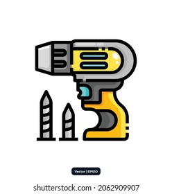 drill icon. Construction Related Vector Icons. building, construction, and home repair tools Icon Concept. Vector EPS10