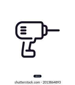 drill Icon.  Engineering Related Vector Icons. Contains such Icons as Screwdriver, Manufacturing, Engineer, Production, Settings, and more. Vector Illustration