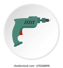 Drill icon in flat circle isolated vector illustration for web