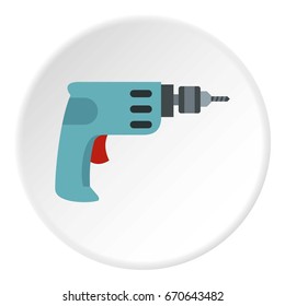Drill icon in flat circle isolated vector illustration for web