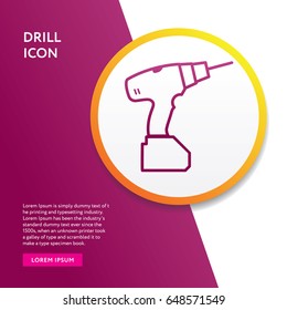 Drill Icon Flat Isolated Design Info Graphic Vector Outline Style