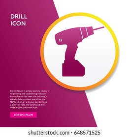 Drill Icon Flat Isolated Info Board Silhouette