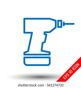 Drill icon. Flat icon of drill isolated on white background. Vector illustration.