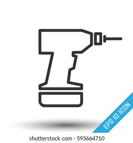 Drill icon. Flat icon of drill isolated on white background. Vector illustration.