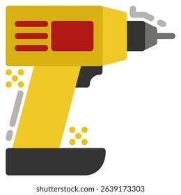 Drill Icon in Flat Style. Color Fill