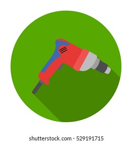 Drill icon in flat style isolated on white background. Build and repair symbol stock vector illustration.