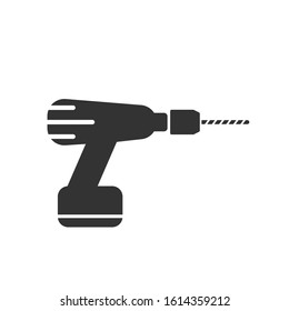 Drill icon in flat style on white. Vector sign