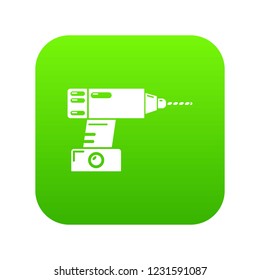 Drill icon green vector isolated on white background