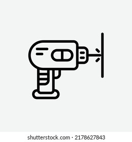  drill icon, isolated toolbox outline icon in light grey background, perfect for website, blog, logo, graphic design, social media, UI, mobile app