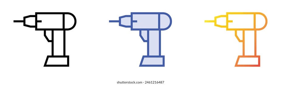 drill icon. Linear, Blue Fill and Gradient Style Design Isolated On White Background