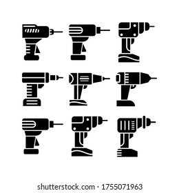 Icono de taladro o logotipo símbolo de signo aislado ilustración vectorial - Colección de iconos vectoriales de estilo negro de alta calidad
