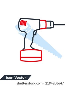 drill icon logo vector illustration. Screwdriver, power drill symbol template for graphic and web design collection