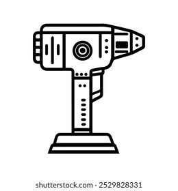 drill icon or modern line symbol. Vector line art and icon design with bold outline. Black and white Pixel Perfect minimalistic symbol isolated white background. Silhouette simple thin sign