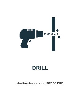 Drill icon. Monochrome simple element from manufacturing collection. Creative Drill icon for web design, templates, infographics and more