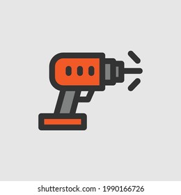 Icono de taladro en ilustración vectorial de fondo blanco