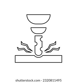 icono de perforación en un fondo blanco, máquina, ilustración vectorial