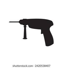Drill icon on white background. Silhouette vector design. 