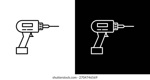 Icono de taladro píxel perfecto. Símbolo de contorno. Dibujo lineal simple.