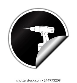 Drill icon with round sticker