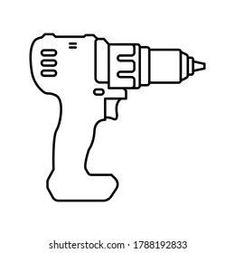 drill icon. Screwdriver, Hand electric drill on white background. Tool for drilling holes in materials. vector illustration