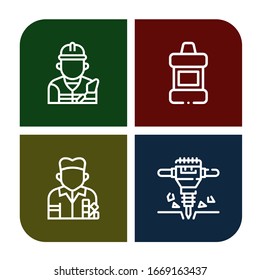 drill icon set. Collection of Builder, Mouthwash, Painter, Jackhammer icons