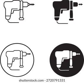 Conjunto de iconos de taladro en diferentes estilos aislados sobre fondo blanco, Vector, ilustración