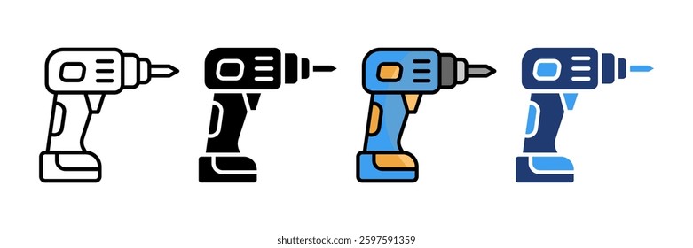 Drill Icon Set Multiple Style Collection