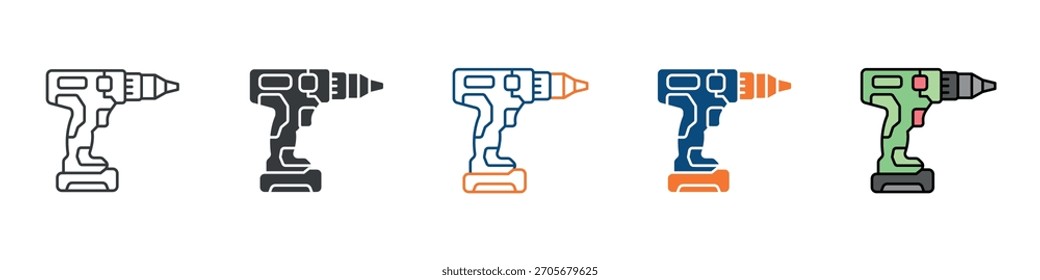 Conjunto de iconos de taladro Colección de estilo múltiple