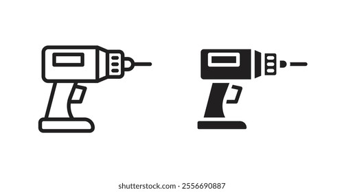 Drill icon set in Thin line black color.