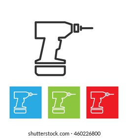 Drill icon. Simple logo of drill isolated on white background. Flat vector illustration.
