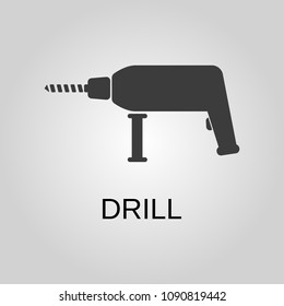 Drill icon. Drill symbol. Flat design. Stock - Vector illustration