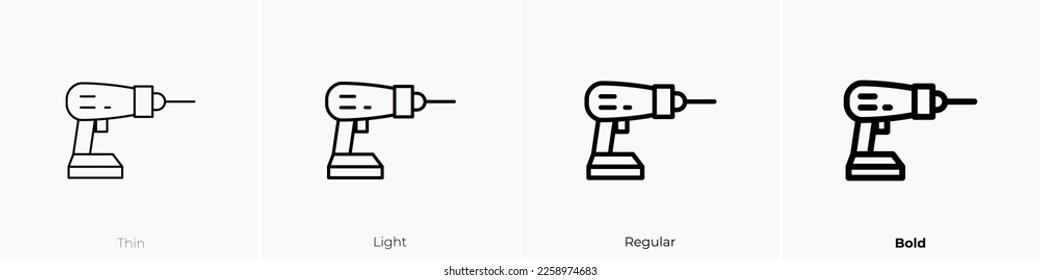 drill icon. Thin, Light Regular And Bold style design isolated on white background