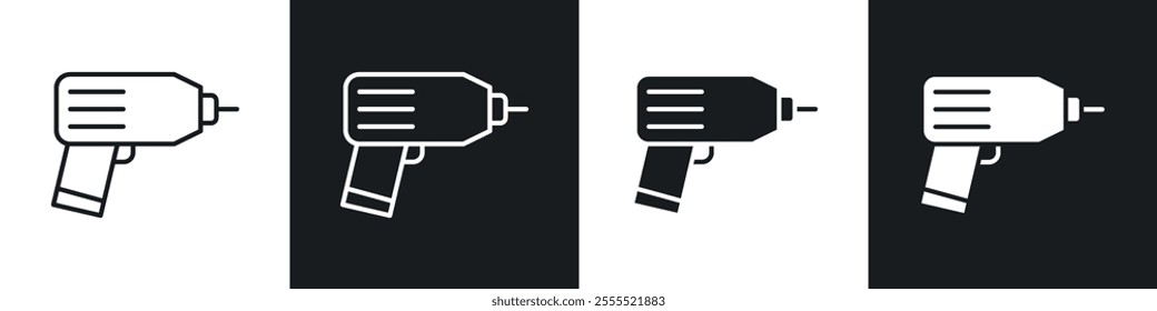 Drill icon vector collection in black and white.