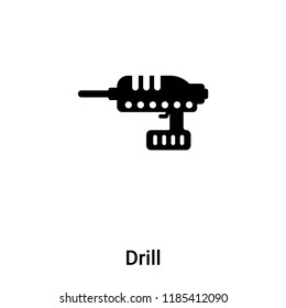 Drill icon vector isolated on white background, logo concept of Drill sign on transparent background, filled black symbol