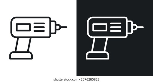 Drill icons in thin black and white stroke liner style