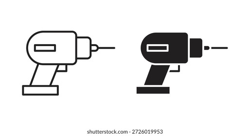 Símbolo de Vector de iconos de taladro con trazo editable y versiones planas