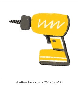 Drill Illustration with crayon style editable for cards, poster decorations, t-shirt prints, stickers, icons and others