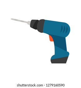 Drill illustration. Electric tool, driver, machine. Housekeeping concept. Can be used for topics like home repair, fixing, maintenance