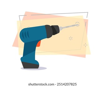 Drill illustration. Electric tool, instrument, machine. Housekeeping concept. Can be used for topics like home repair, fixing, maintenance