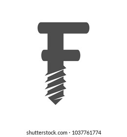 drill and letter F vector logo.