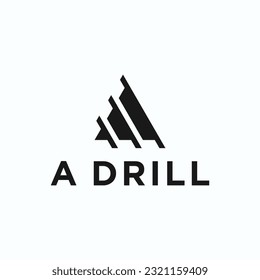 drill with letter a logo design vector silhouette illustration