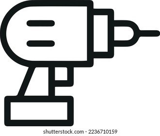Icono de línea de taladro en estilo de moda. Pictograma vectorial de trazo aislado sobre un fondo blanco. Iconos de contorno premium de taladro.